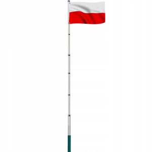 Maszt Aluminiowy Ogrodowy Flagowy 6,3 m + GRATIS Flaga Polski 150 x 90 cm