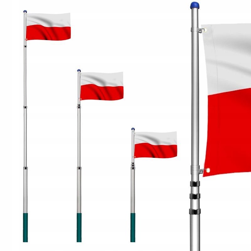Maszt Aluminiowy Ogrodowy Flagowy 6,3 m + GRATIS Flaga Polski 150 x 90 cm - obrazek 4