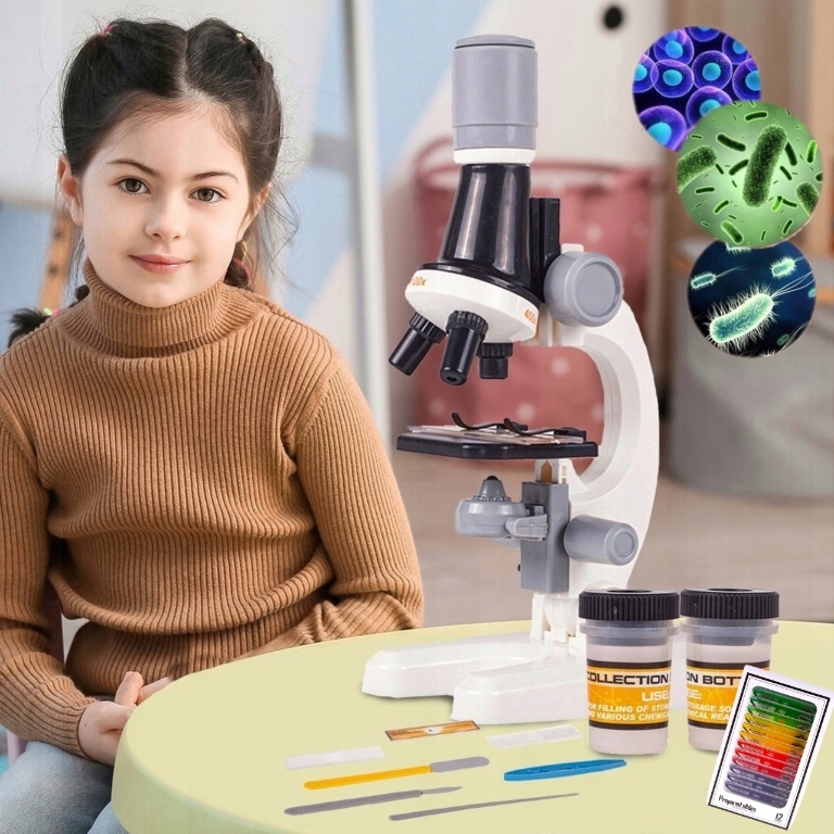 Mikroskop dla Dzieci Naukowy Szkolny Zestaw Preparatów 24 el. na Prezent ! - obrazek 3