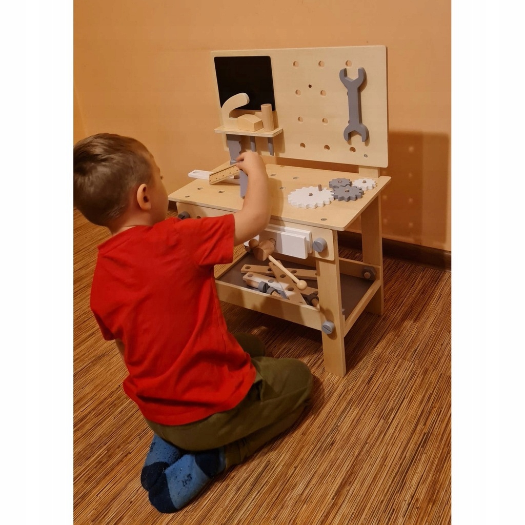 WARSZTAT drewniany DLA DZIECI Zestaw Majsterkowicza z Narzędziami Na Prezent - obrazek 6