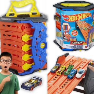 ZESTAW DO ZABAWY TRANSPORTER HOT WHEELS ROZWIJANY TOR WYŚCIGOWY + SAMOCHÓD