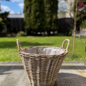 Koszyk Doniczka Osłonka 39 cm Rattan odcienie brązu i beżu folia na kwiaty