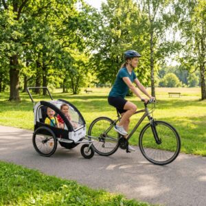 Przyczepka Rowerowa dla DZIECI Artnico Czarno-biała 3w1 Składana koło 360