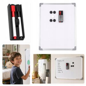 TABLICA MAGNETYCZNA SUCHOŚCIERALNA60X45CM RAMA ALUMINIOWA+AKCESORIA PREZENT