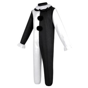 KOSTIUM KLAUNA PRZEBRANIE ARLEKINA KARNAWAŁ HALLOWEEN CZARNO-BIAŁY M/L/XL