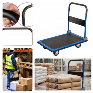 WÓZEK PLATFORMOWY TRANSPORTOWY SKŁADANY MOCNY 300 KG STALOWY ANTYPOŚLIZGOWY