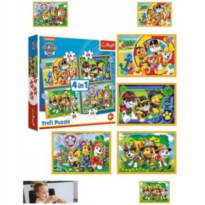PUZZLE PSI PATROL TREFL 4W1 207 ELEMENTÓW ZESTAW UKŁADANKA DLA DZIECI 4+